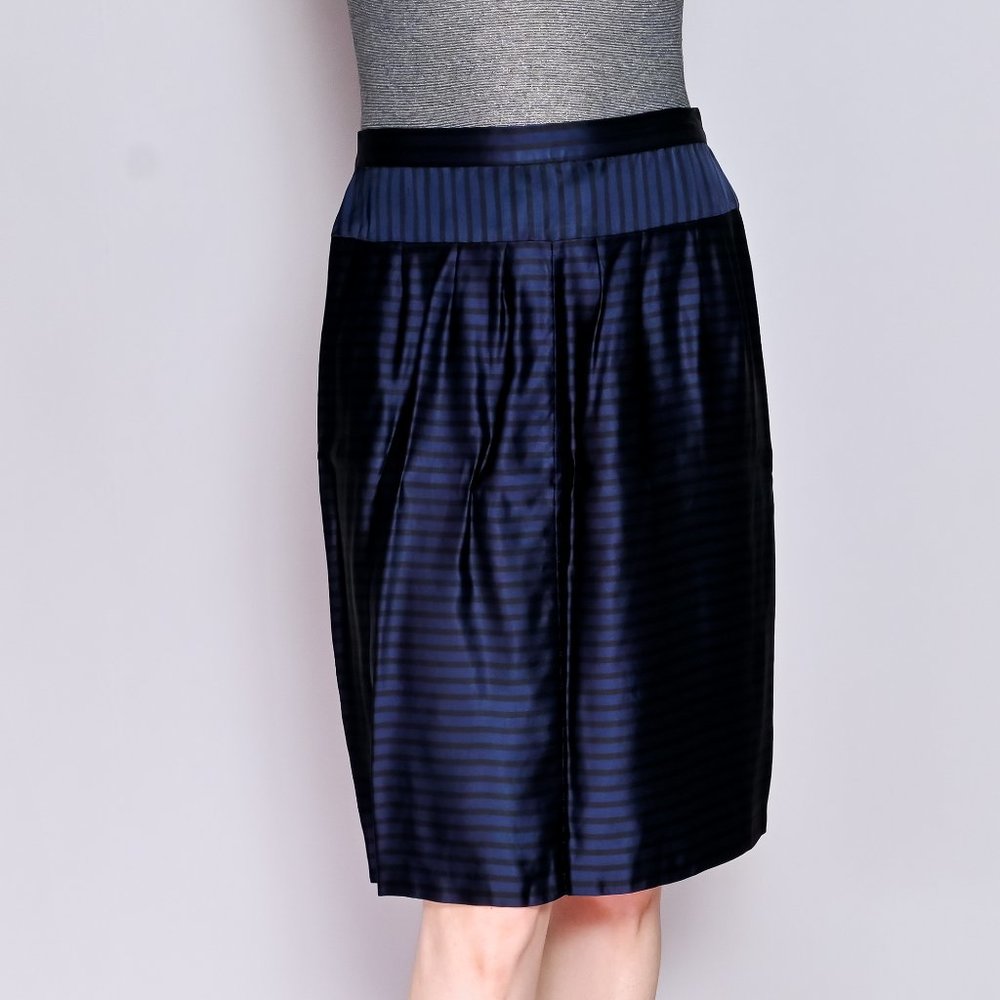 DRIES VAN NOTEN Blue Stripe Satin Skirt - Picture 1 of 6